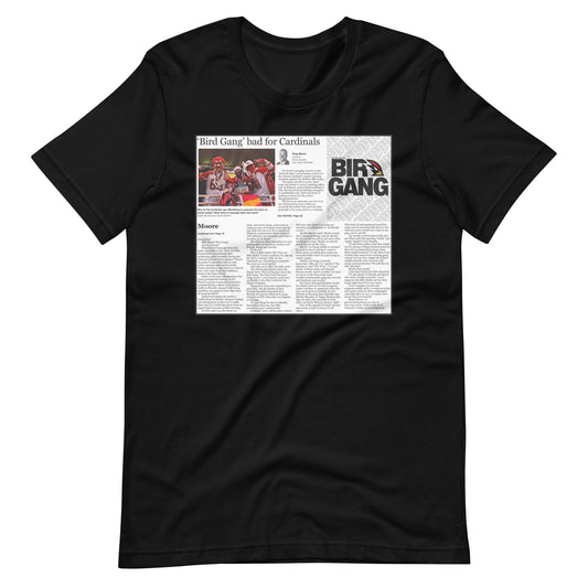 Birdgang is Bad for your Health Unisex Black t-shirt