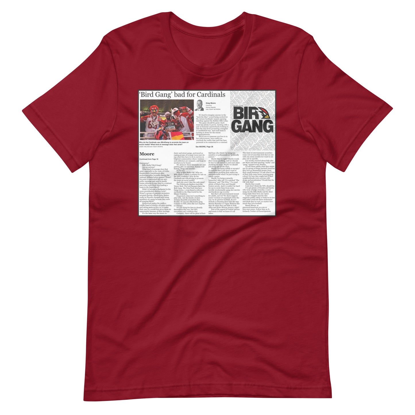 Birdgang is Bad for your Health Unisex Cardinal t-shirt