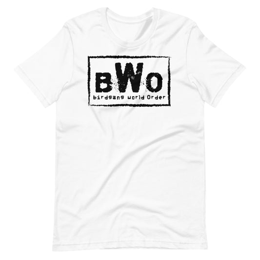 BWO Unisex White with Black Logo t-shirt